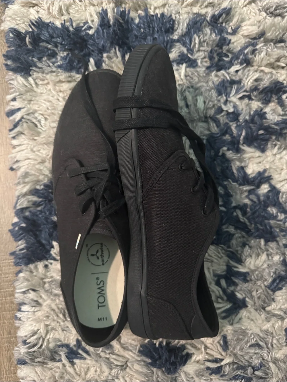 Toms Black Canvas Lace-Up Shoes